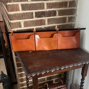 Magnolia Home Leather and Metal Letter Holder / Wall Organizer